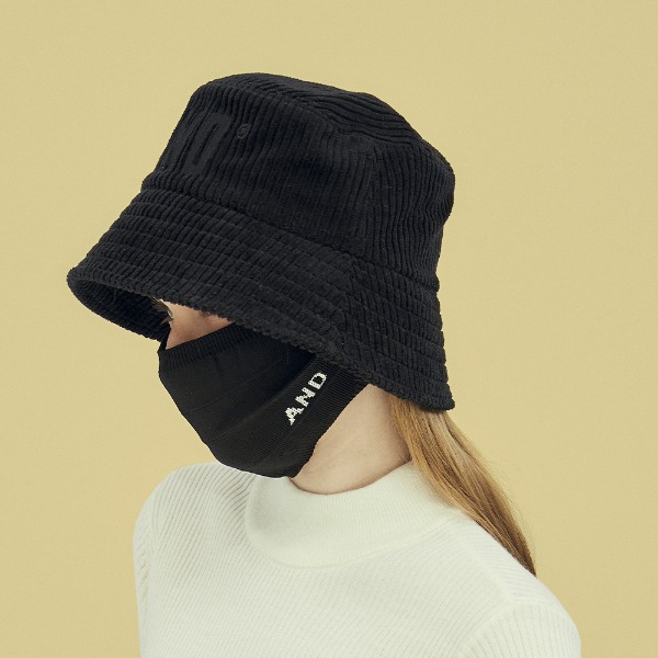 AND GOLF 3way Corduroy Bucket Hat black With Knit Mask